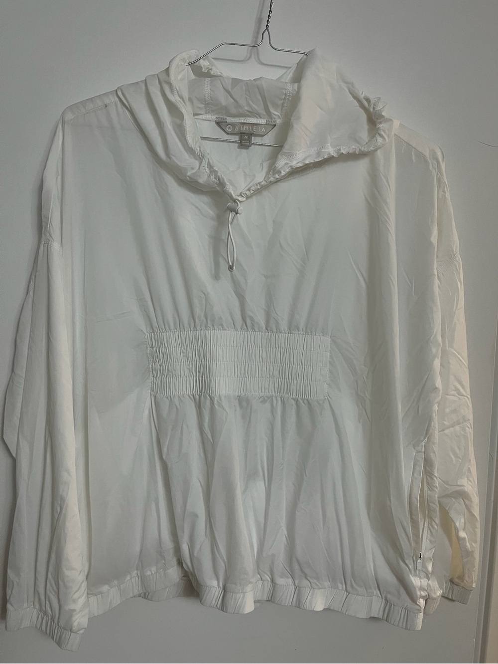 Athleta White Lightweight Drawstring Hooded Pullover